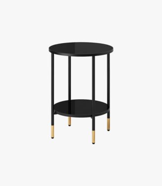 New Mark Impex Side Table, 2 Tiers, Round Tray Table